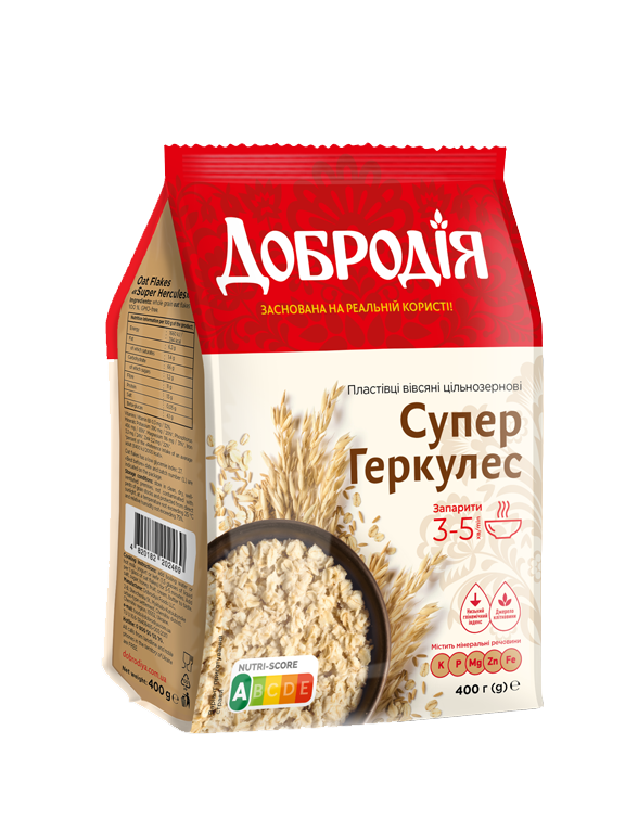 Пластівці вівсяні цільнозернові Супер Геркулес - Добродія